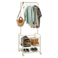 thumbnail image 1 of Metal Laundry Cart with Hanging Rack & Storage Shelves, 3-In-1 Rolling Hamper with Wheels, 1 of 7