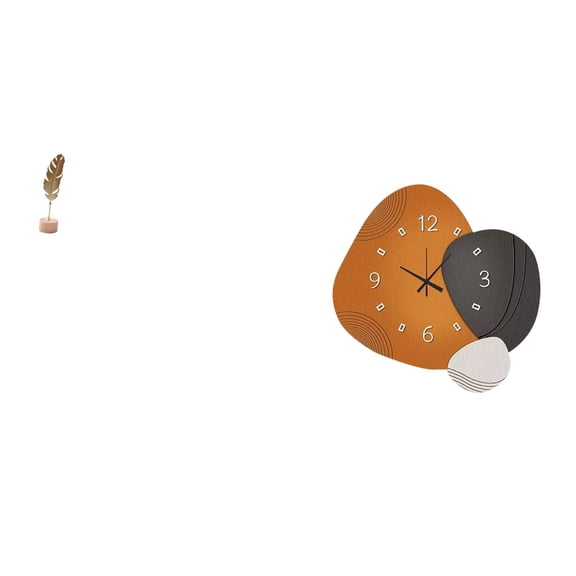 Metal Leaf Sculpture Decorative Clock Art Figurine Iron Wood Material for Office Kitchen Dining Room