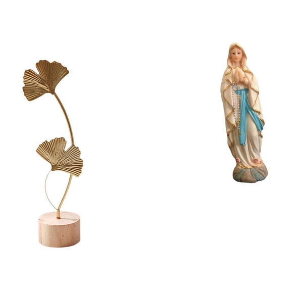 Metal Leaf Sculpture Resin Virgin Mary Figurine Luther Statue Creative Design Office Bar Cafe Restaurant Holiday Present