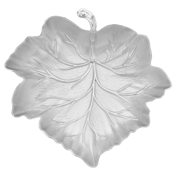 Metal Leaf Shaped Serving Tray - Silver Leaf Jewelry Organizer for Rings Earring Trinket Table Centerpiece - Candy Dish, Fruit Platter for Home Parties