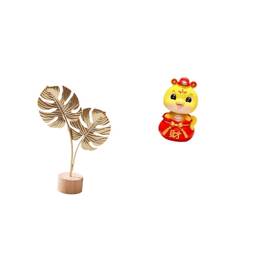 Metal Leaf Statue Snake Sculpture Art Figurine Iron Resin Material for Living Room Office Party Decoration