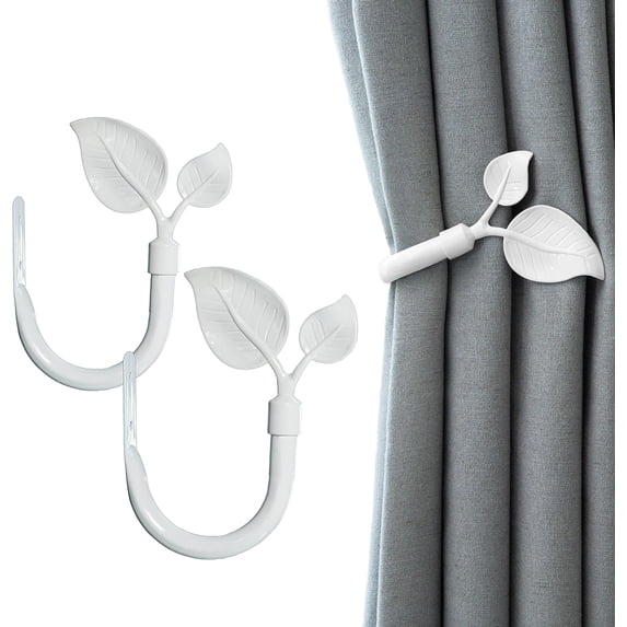 Metal Leaf Vintage Curtain Drapery Tiebacks Curtain Hook Drapery Holdbacks Drapes Linen Holder, White