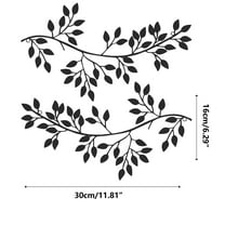 Metal Leaf Wall Art Decor | Olive Tree Branch Hanging Decoration | Set of 2 Iron Wall Sculptures for Home & Office | 11.82x6.3 Inches