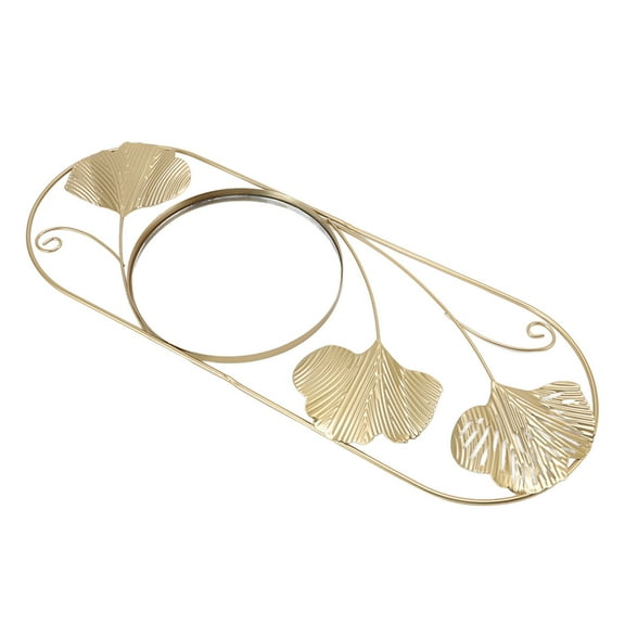 Metal Leaf Wall Mirror Resistant Artistic Modern Decorative Mirror for Bedroom Living Room Office