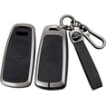 thumbnail image 1 of Metal Leather 3 Button Flip Key Fob Cover Fit for Audi A1 A3 2015 Q3 Q7 R8 A6L TT S6 Key Case Keyless with Leather Keychain, 1 of 5