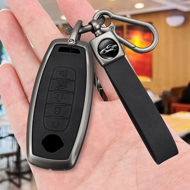Brown Leather Key Fob Cover For Nissan Infiniti 5-Button Smart Remote (KR55WK48903)