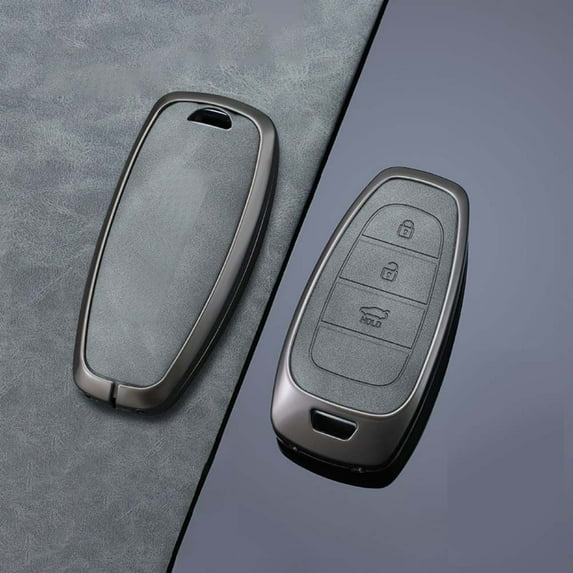 Metal Leather Car Key Fob Case Cover For Hyundai Tucson Santa Fe Cruz Accesorios Para Vehículos 2024 Hot Sale Brand New