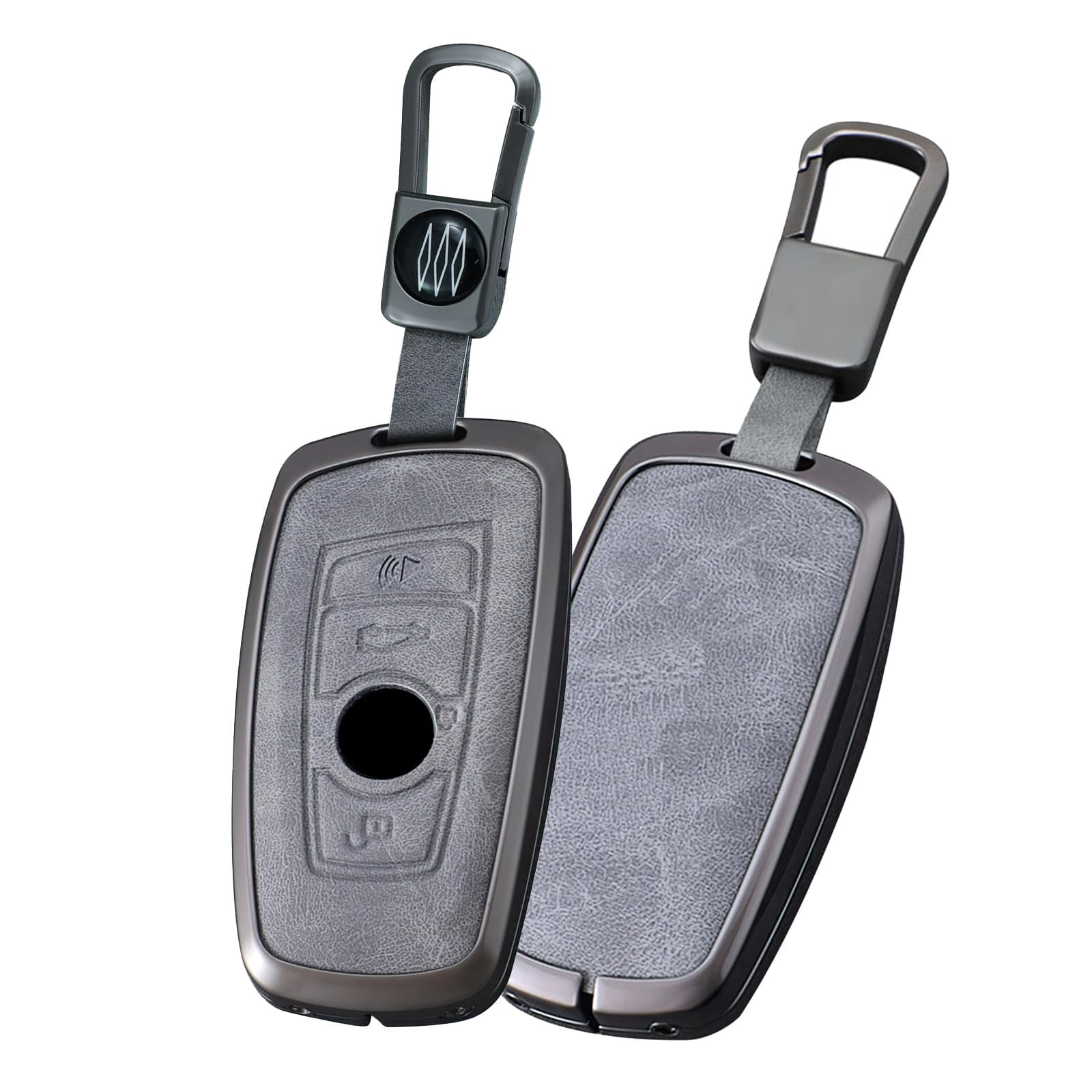 Metal Leather Key Fob Cover Fit for BMW X3 M2 F Series 235ix 320 E90 E92 E93 X5 F10 F20 F30 F40, 1 2 3 4 5 7 series 2017 M4 Accessories Keyless Key Holder with Keychain