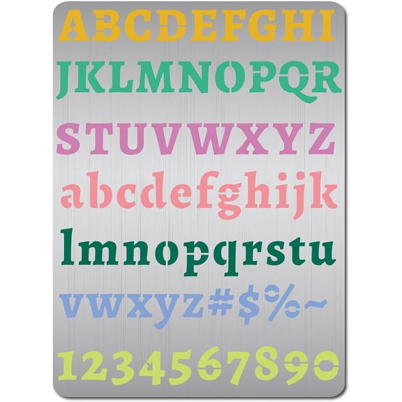 Metal Letter Stencil Stainless Steel Lettering Alphabet Number Symbol Painting Template Journal Tool for DIY Painting Wood Burning Wall Canvas Pyrography Engraving Home Decor 7.5x5.5inch