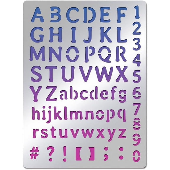 Metal Letter Stencil A to Z Alphabet Number Symbol Templates Stencil for Engraving Wood and Patterns Lettering Stainless Steel Journal Stencils 5.5x7.5" for DIY