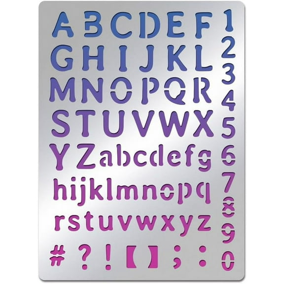 Metal Letter Stencil A to Z Alphabet Number Symbol Templates Stencil for Engraving Wood and Patterns Lettering Stainless Steel Journal Stencils 5.5x7.5"