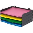 thumbnail image 1 of Metal Letter Tray Paper Organizer, 4 Pack, For Letter/A4 File Holder Paperwork Document, Stackable Desktop File Organizer Tray Paper Basket Rack for Office Supplies Home Work, Black, 1 of 4