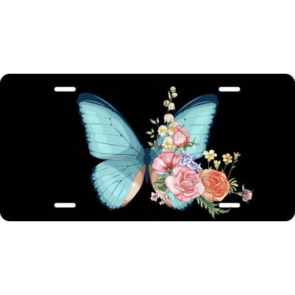 Metal License Plate Car Tag Grateful Thankful Blessed Sign Home Decoration for Women Girls Men Boys 6 X 12 Inch