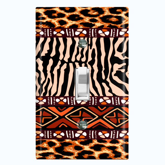 Metal Light Switch Plate Cover African Safari Animal Print Tribal Art Pattern SFR043