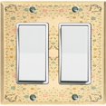 thumbnail image 1 of Metal Light Switch Plate Cover Antique Pastel Floral Tile Frame Yellow FLW077, 1 of 13