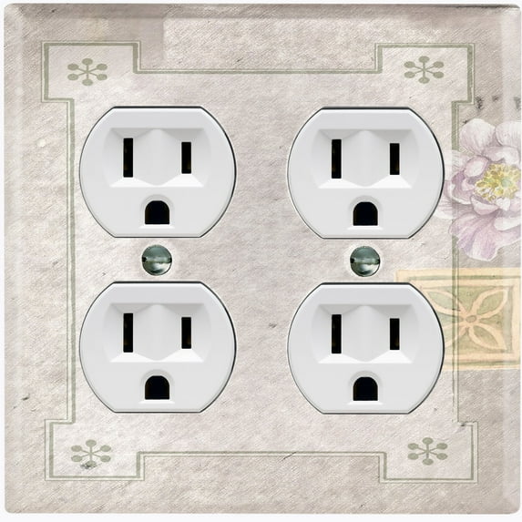 Metal Light Switch Plate Cover Antique Vintage Floral Frame Tile Gray FRA088