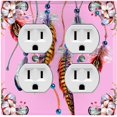 thumbnail image 1 of Metal Light Switch Plate Cover Beaded Feather Flower Strings Pink DRM012, 1 of 13
