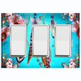 thumbnail image 1 of Metal Light Switch Plate Cover Beaded Feather Flower Strings Teal DRM013, 1 of 14