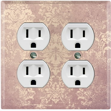 Metal Light Switch Plate Cover Beige Floral Damask Wallpaper WAL029