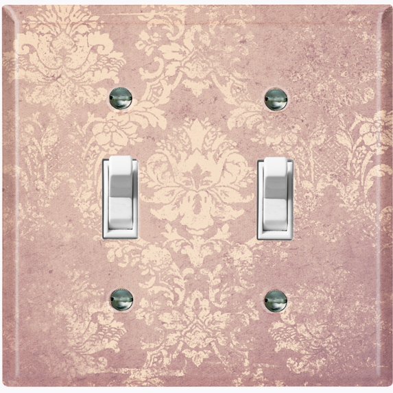 Metal Light Switch Plate Cover Beige Floral Damask Wallpaper WAL029