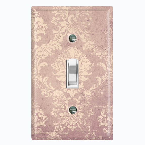 Metal Light Switch Plate Cover Beige Floral Damask Wallpaper WAL029