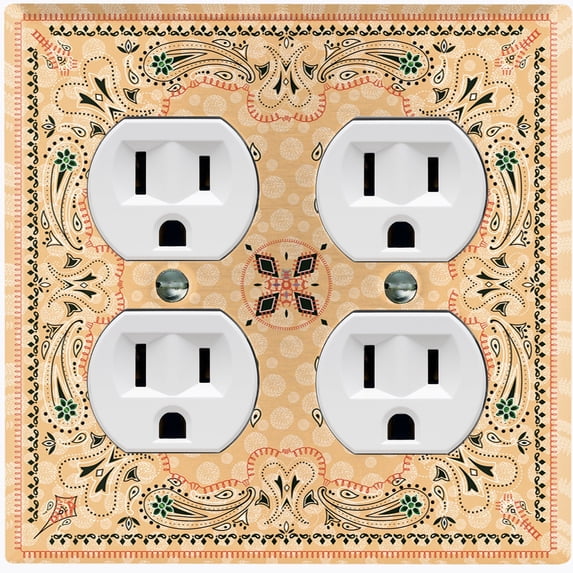 Metal Light Switch Plate Cover Beige Paisley Bandana Spotted Tile Pattern TIL080
