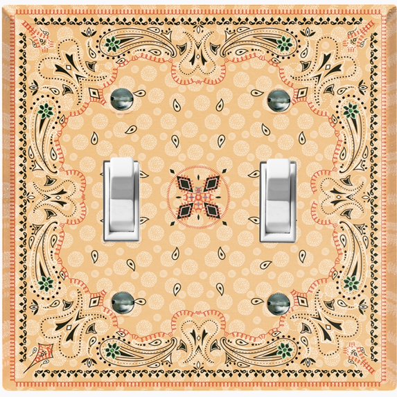 Metal Light Switch Plate Cover Beige Paisley Bandana Spotted Tile Pattern TIL080