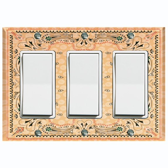 Metal Light Switch Plate Cover Beige Paisley Bandana Spotted Tile Pattern TIL080