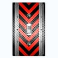 thumbnail image 1 of Metal Light Switch Plate Cover Black Red Metal V Crosshatch MET024, 1 of 13