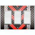 thumbnail image 1 of Metal Light Switch Plate Cover Black Red Metal V Crosshatch MET024, 1 of 13