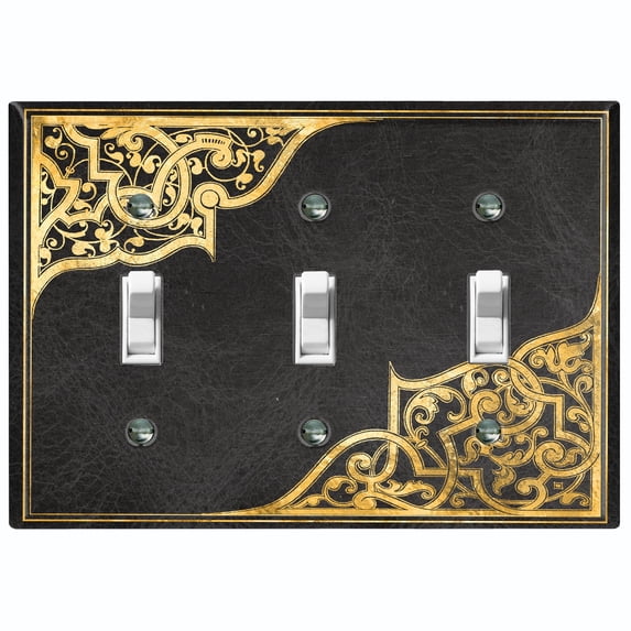 Metal Light Switch Plate Cover Black Teal French Victorian Frame FRA008