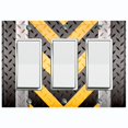 thumbnail image 1 of Metal Light Switch Plate Cover Black Yellow Metal V Crosshatch MET023, 1 of 13