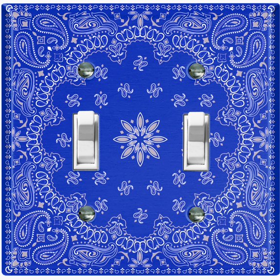 Metal Light Switch Plate Cover Blue Floral Bandana Paisley Tile Pattern TIL053