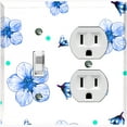 thumbnail image 1 of Metal Light Switch Plate Cover Blue Flowers Green Polka Dots FLW049, 1 of 13