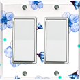 thumbnail image 1 of Metal Light Switch Plate Cover Blue Flowers Green Polka Dots FLW049, 1 of 13