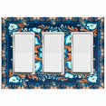 thumbnail image 1 of Metal Light Switch Plate Cover Blue Orange Flower Heart Mandala Tile Pattern TIL027, 1 of 13