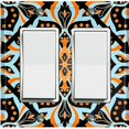 thumbnail image 1 of Metal Light Switch Plate Cover Blue Orange Mandala Flower Tile Pattern MDL041, 1 of 13