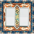 thumbnail image 1 of Metal Light Switch Plate Cover Blue Orange Mandala Star Tile Pattern TIL040, 1 of 13