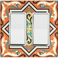 thumbnail image 1 of Metal Light Switch Plate Cover Blue Orange Mandala Star Tile Pattern TIL041, 1 of 13