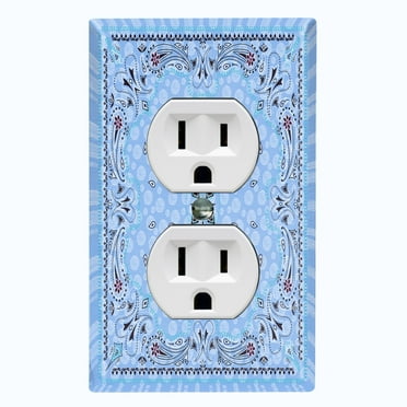 Metal Light Switch Plate Cover Blue Paisley Bandana Spotted Tile Pattern TIL081