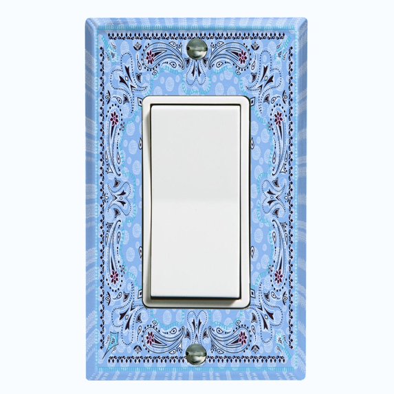 Metal Light Switch Plate Cover Blue Paisley Bandana Spotted Tile Pattern TIL081