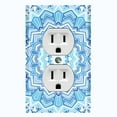 thumbnail image 1 of Metal Light Switch Plate Cover Blue White Mandala Icy Flower Tile Pattern MDL047, 1 of 13
