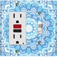 thumbnail image 1 of Metal Light Switch Plate Cover Blue White Mandala Icy Flower Tile Pattern MDL047, 1 of 13