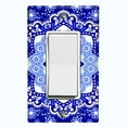 thumbnail image 1 of Metal Light Switch Plate Cover Blue White Snowflake Mandala Tile Pattern MDL086, 1 of 13
