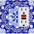 thumbnail image 1 of Metal Light Switch Plate Cover Blue White Snowflake Mandala Tile Pattern MDL086, 1 of 13