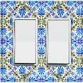 thumbnail image 1 of Metal Light Switch Plate Cover Blue Yellow Fancy Tile Pattern TIL013, 1 of 13