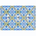thumbnail image 1 of Metal Light Switch Plate Cover Blue Yellow Fancy Tile Pattern TIL013, 1 of 13