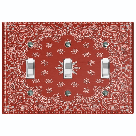 Metal Light Switch Plate Cover Burgundy Floral Bandana Paisley Tile Pattern TIL050
