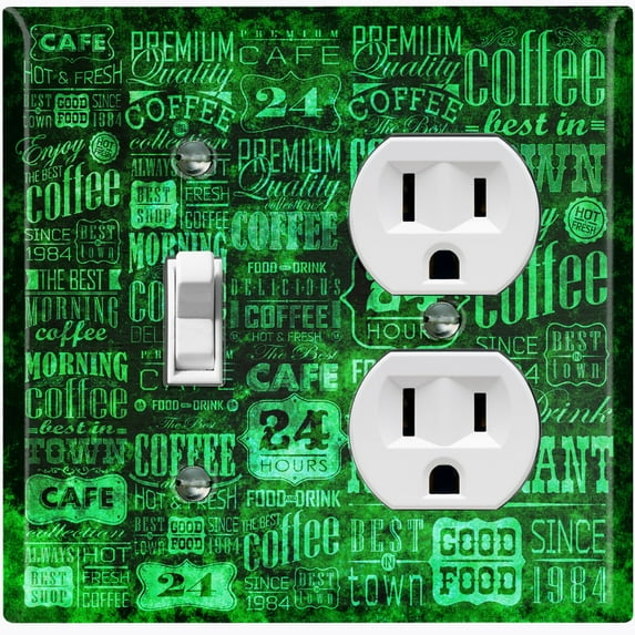 Metal Light Switch Plate Cover Cafe Diner Coffee Sign Green COF025