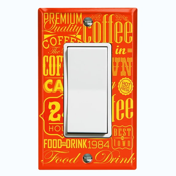 Metal Light Switch Plate Cover Cafe Diner Coffee Sign Orange COF038